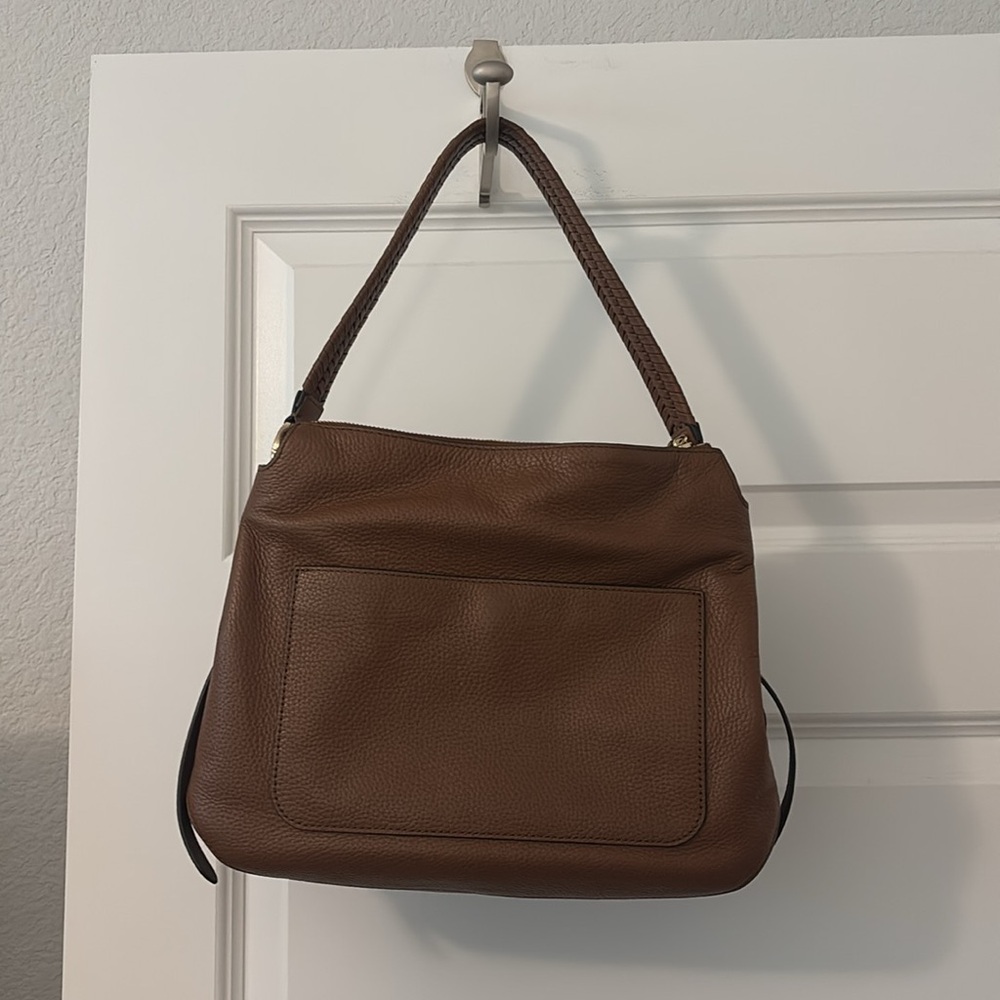 MICHAEL Michael Kors pebbled Leather Large Hobo Shoulder Bag brown gold accents - Picture 2 of 14